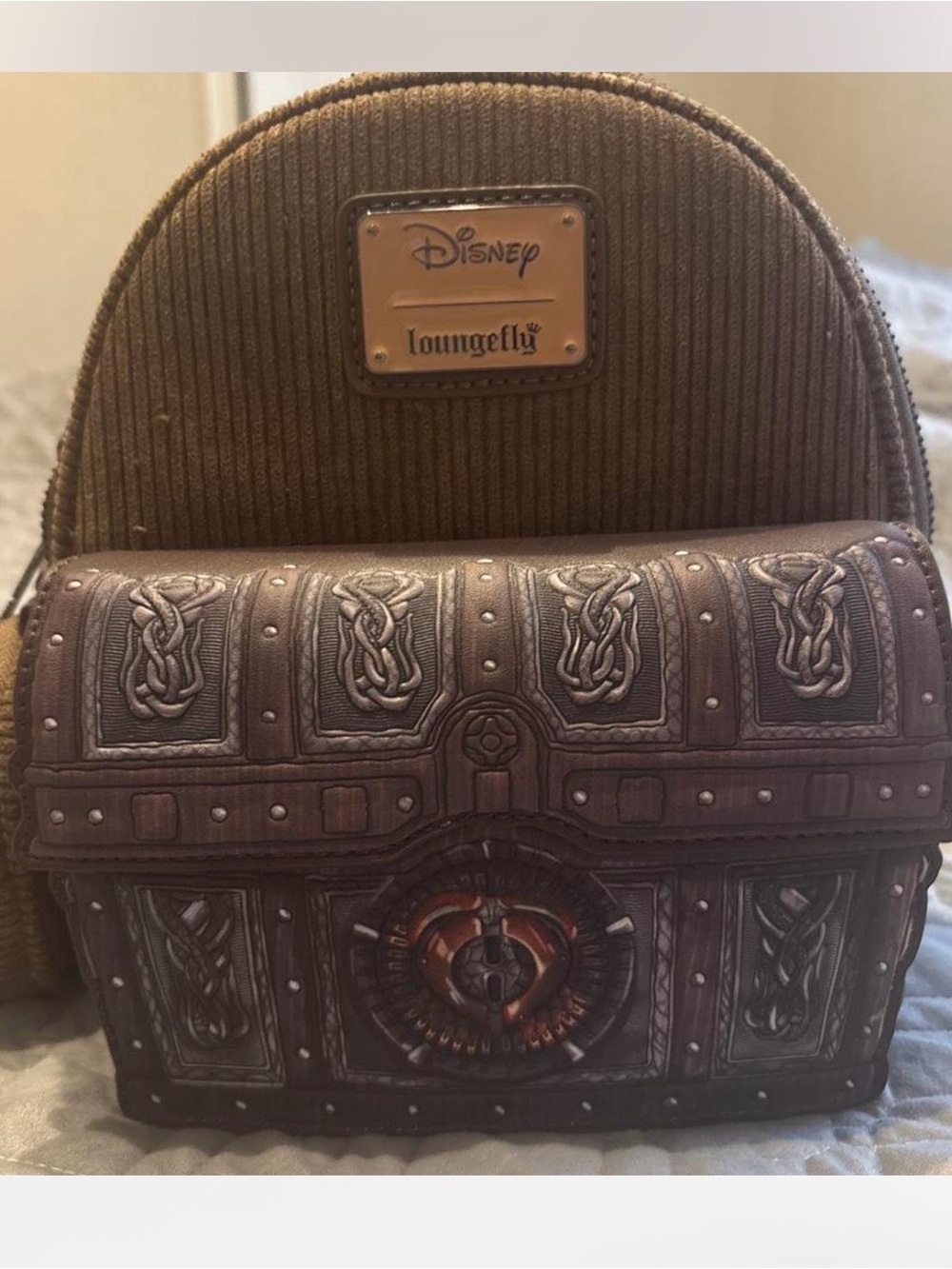 Loungefly Brown Pirate of the Caribb Chest Mini Backpack with Embossed Detailing
